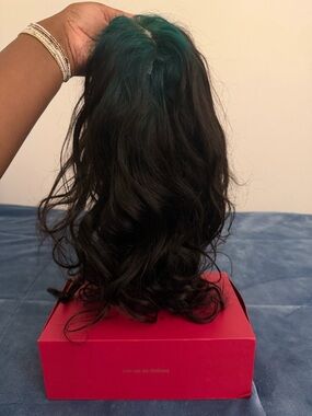 1b  & Teal Women’s human hair  lace frontal wig